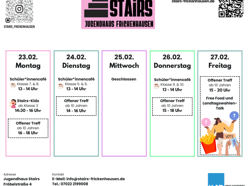 Öffnungszeiten 23.02. –&nbsp;27.02.