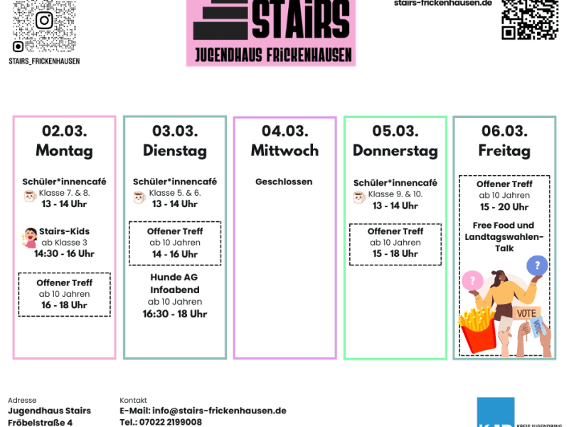 Öffnungszeiten 02.03. –&nbsp;06.03.