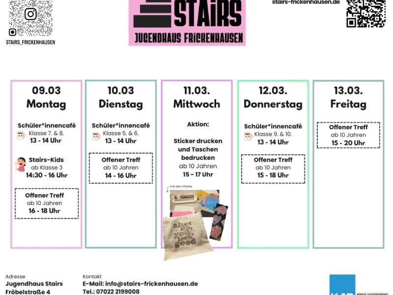 Öffnungszeiten 09.03. –&nbsp;13.03.