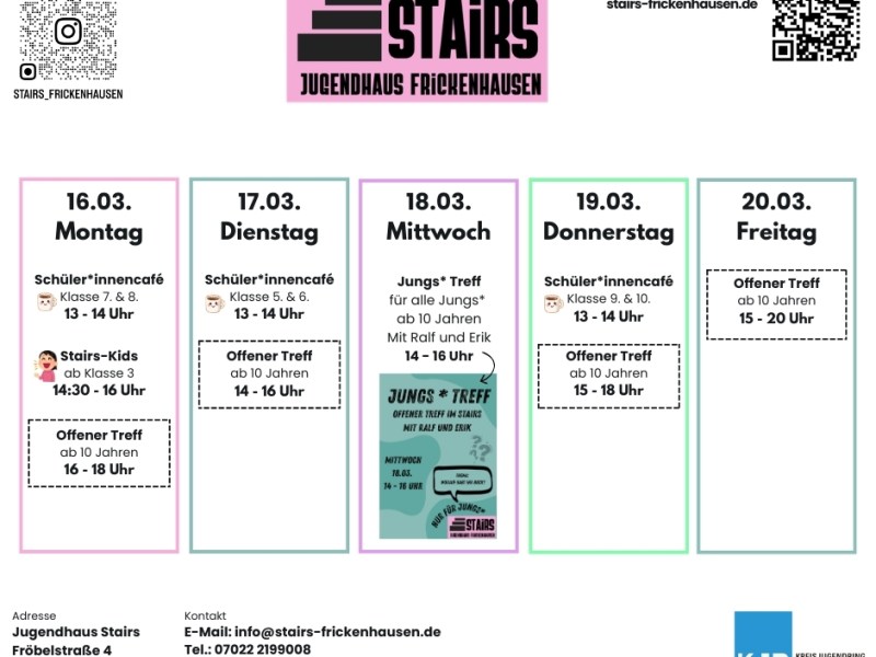 Öffnungszeiten 16.03. –&nbsp;20.03.